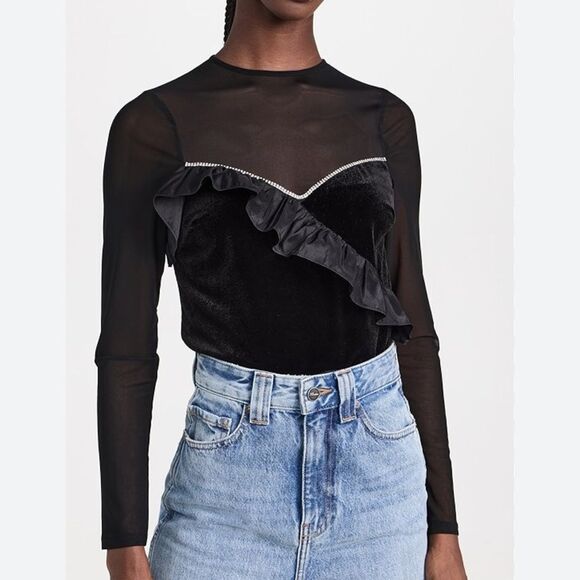 Saylor Dascha Velvet and Mesh Top NWT - Picture 3 of 6